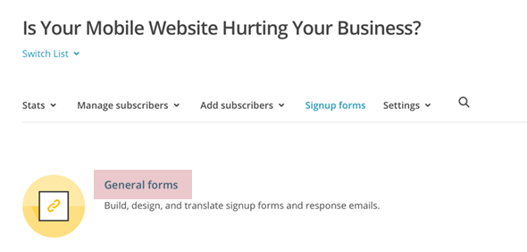 MailChimp signup forms