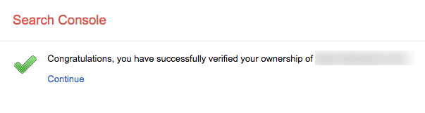 Successful Verification of a Website in Google Search Console