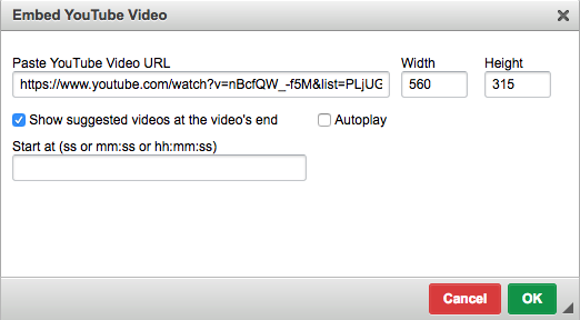 Jigsy video embed OK button
