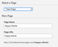 jigsy create a new page, step 2