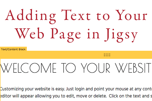 adding text to jigsy web page