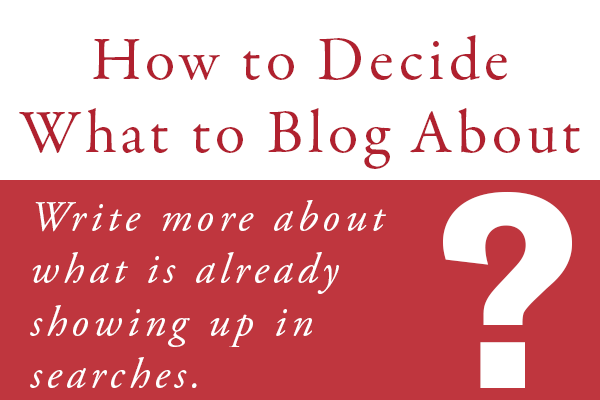 how to decide what to blog aobut using your search results