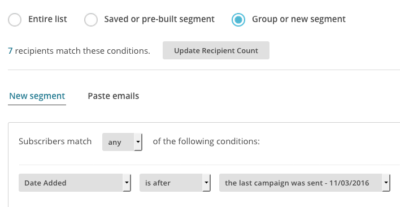 mailchimp feature - segmenting your list based on conditions
