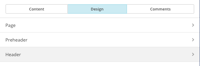 mailchimp header design tab