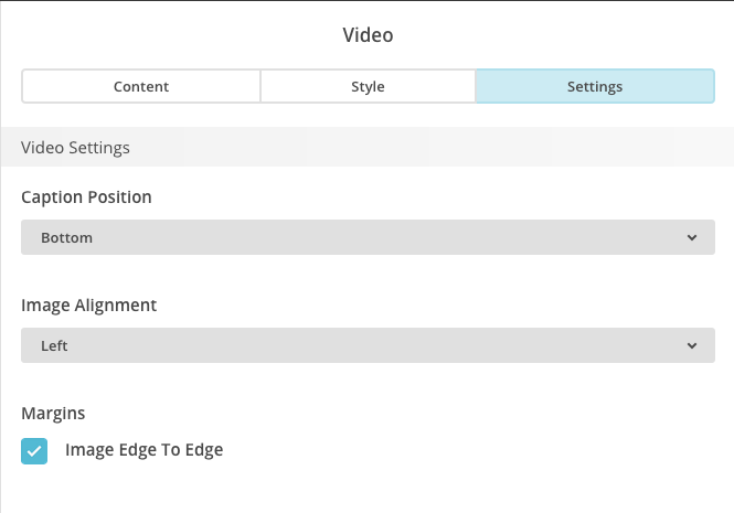 mailchimp video content block caption settings