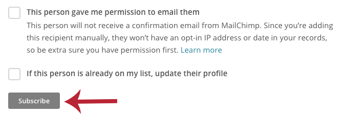 mailchimp list subscribe button